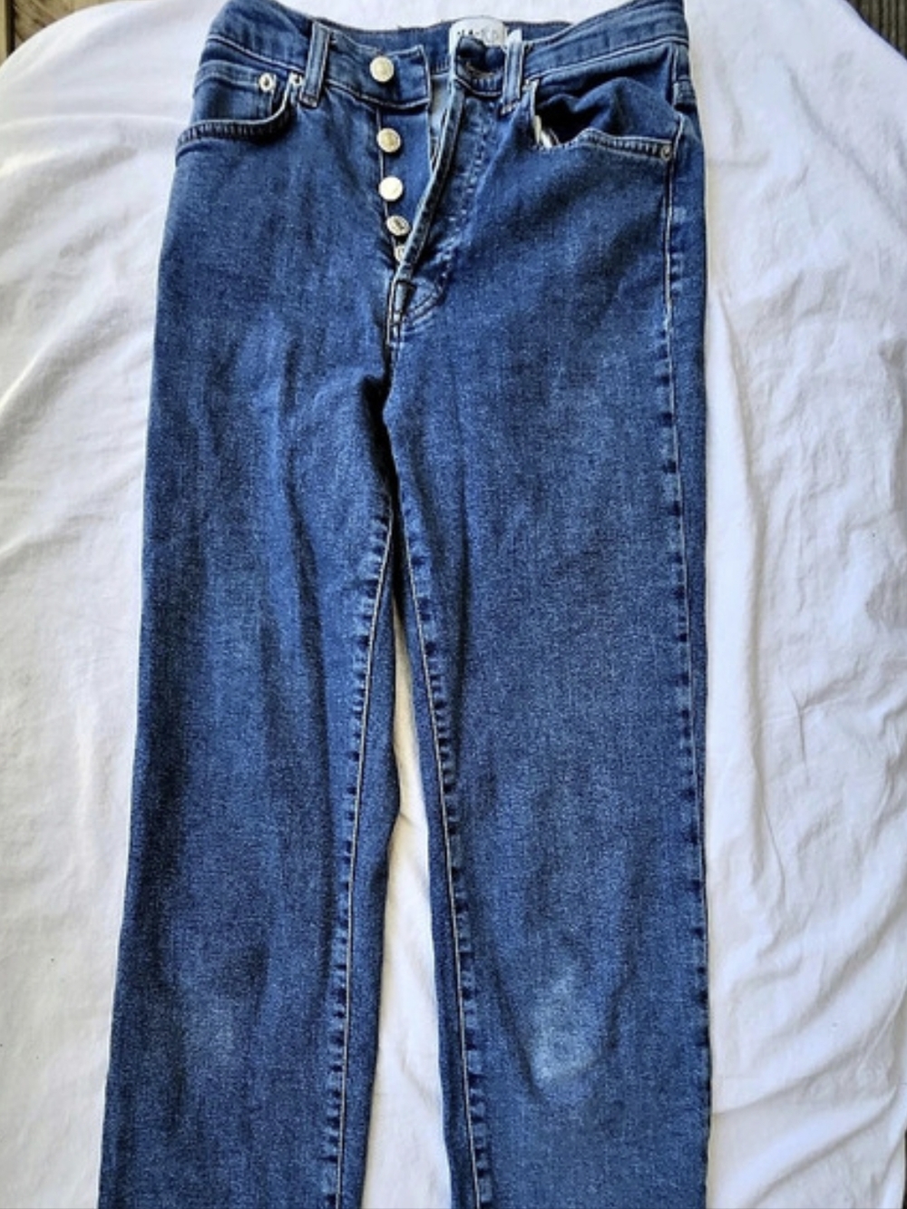 NA-KD Straight Leg Jeans in Blue Waist 32
